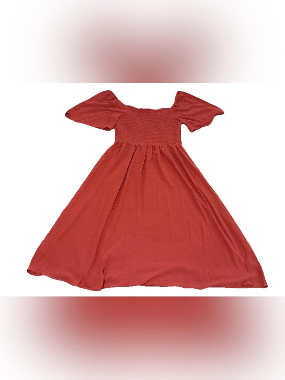 Baltic Born Colette Sweetheart Smocked Chiffon A-Line Midi Dress Terracotta S - Picture 6 of 9